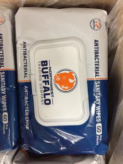 (1) Box of 36 Bags of Northwest Buffalo Trading Company Individual Packages of Sanitary Wipes.