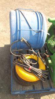 (1) Sure Flame Model# FN20 Blue Construction Fan, Gas Torches, Hose & 3 Small Tires.
