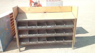 Wooden/Metal Bolt Bin 21 1/2" x 70" x 55".