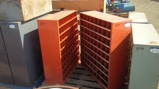(2) Metal Bolt Bins - Orange 12" x 36" x 42" Ea.