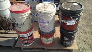 (2) 20L Pails of Hydraulic Oil, (2) 20L Pails of Lithum Grease & (2) 20L Pails of Transmission Drivetrain Oil.