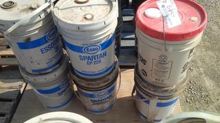 (5) 20L Pails of Gear Oil & (1) 20L Pail of Transmission Lubricant.