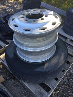 (1) Truck Tire M726 Bridgestone & (2) Rims.