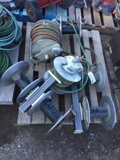 Pallet of Welding Reels & Reel w/ Air Hose.