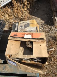 (1) Box of 3" Spiral Coil Nails & (3) Boxes of Bostich Stick Nails.