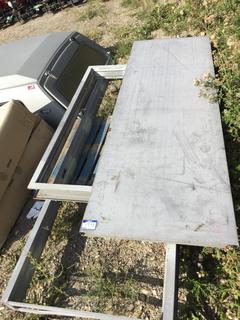 (1) Metal Door 35 3/4", (1) Metal Door Frame 40" x 9', Metal Frame 42" x 6' for Window 18" x 68".