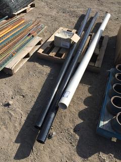 (2) Black ABS 3" Pipes 12' Long Ea, (1) White PVC Sewer Pipe 4" x 10' & Box of Connectors.