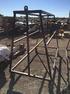 Custom Made Steel Shelving on Castors for Hanging Tools  4'W x 8'L x 6'H.