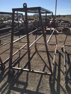 Custom Made Steel Shelving on Castors for Hanging Tools  4'W x 8'L x 6'H.