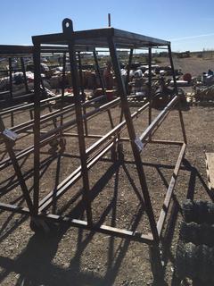 Custom Made Steel Shelving on Castors for Hanging Tools  4'W x 8'L x 6'H.