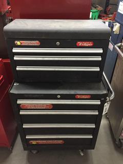 Mechanics Edge 26" Metal Tool Box w/ Rolling Cabinet 18" c/w Assorted Tools.