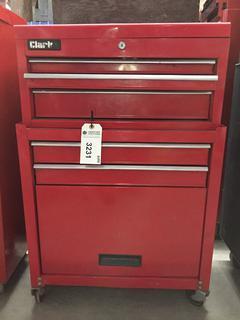Clark Metal 23.5" Tool Chest w/ Rolling Cabinet 11.5" c/w Assorted Tools.