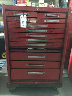 Bench Metal Roller Cabinet c/w Tools, 27"x 18".