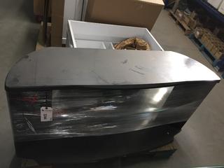 Black TV Stand w/ Glass Shelving, 55"x 15.5"x 25.5".