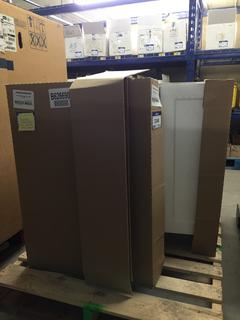 White Euro-Rite Corner Base Cabinet 36"x 36", Damaged,