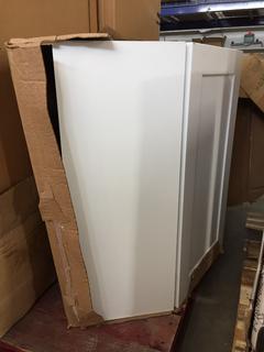 Flat San Diego White Thermo Top Corner Wall Cabinet, 24"x 30".