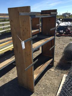 Metal Framed Wooden Shelf 18"W x 52"L x 72"H.