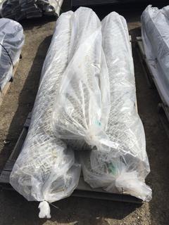 (2) Rolls of 8' x 2" x 9 ga White Mesh Fencing, Approx. 75', (1) Roll of 10' x 2" x 9 ga White Mesh Fencing, Approx. 50'.