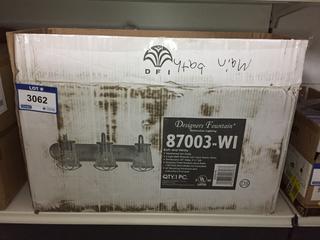 Designers Fountain 3-Light Vanity Fixture, Weathered Iron/Seedy Glass, 24"x 9 3/4".