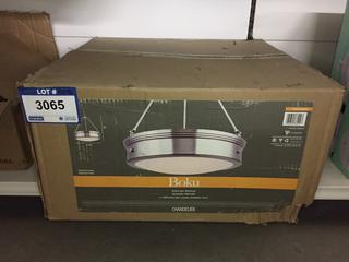 Boku Brushed Nickel Flat Opal Glass Chandelier, 20"x 24" (60" of Chain).