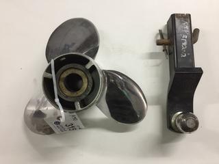 Quick Silver Lasser II Boat Prop, Unknown Size & Trailer Hitch w/ 2" Ball.