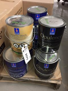 Quantity of Assorted Interior Eggshell Enamel Paint, Paint/Primer in One & Extreme Black.