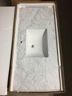 Grey/White Vanity Top, Damaged, Unknown Dimensions.