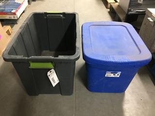 (2) Sterilite Plastic Storage Containers w/ Lids.