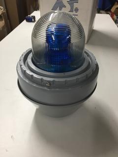 (1) Blue Industrial Strobe Warning Light 10 Watts, 10-30V .8 - .4 Amps.