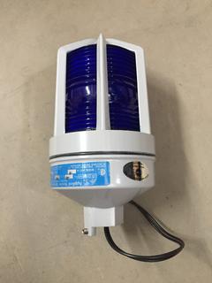 (4) Blue Industrial Strobe Warning Lights 90-130V 1 Amp, Model# AST 14-S.