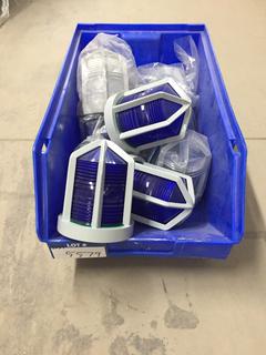 Quantity of Blue & Clear  Lens Covers for Industrial Strobe Warning Lights.