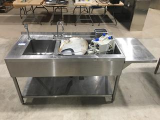 Stainless Steel 2-Compartment Commercial Sink, 69.25"x 25.25"x 33".