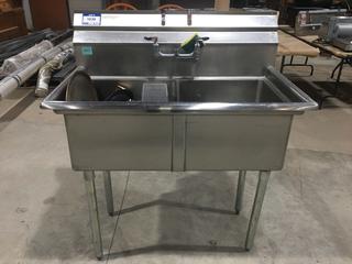 Stainless Steel 2-Compartment Commercial Sink, 41"x 25"x 47.25".