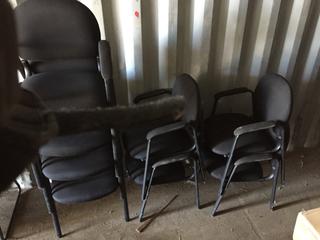 (4) Black Fabric Office Chairs. *Smoke Damage*