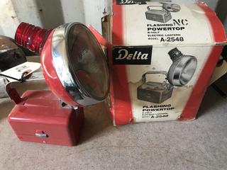 Selling Off- Site -  Antique  Flash Light w/Box.  Location - 527 North 200 East, Raymond, AB -  For Further Information Please Call Chris 403-308-1161.