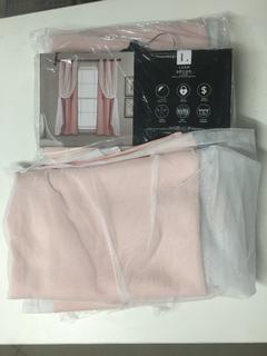 (2) Lush Decor Pink Sheer/Insulated Blackout Grommet Panels, 38"x 63" Each Panel.