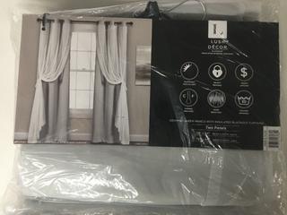 (2) Sets of 2 Lush Decor Sheer Grommet Panels With Insulated Blackout Lining, Light Grey (76"x 84").