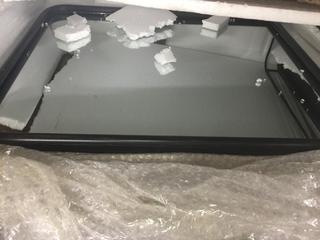 Small Black Metal Mirror w/ Shelf, 20"x 27".