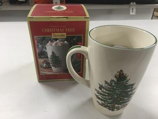 (4) Spode Christmas Tree 22oz. Latte Mugs.