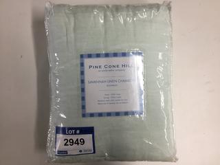 Pine Cone Hill King Size Savannah Linen Chambray Bedspread, Sky.