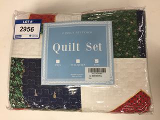 Finely Stitches King Size Quilt Set.