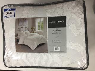Madison Park 3-Piece Full/Queen Comforter Set, White.