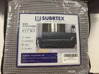 (2) Sofa & (1) Loveseat Slip Covers, Light Grey.