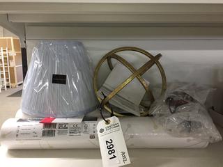 Lamp Shade, Bass Guitar Wall hooks, Orb, Pre-Pasted Wallpaper, Etc.