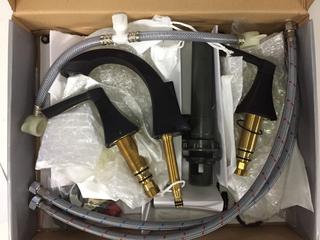 KIBI Stonehenge Pyramid Widespread Bathroom Faucet With Drain, Matte Black.