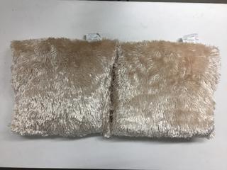 (2) Champagne Fur Throw Pillows.