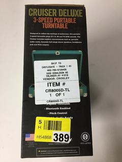 Crosley Bluetooth Cruiser Deluxe 3-Speed Portable Turntable.