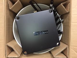 Catalina Lighting Modern Black Metal Floor Lamp w/ Shelves, Beige Shade, 58".