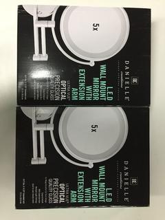 (2) Danielle Creations LED Wall Mount Mirror w/ Extension Arm, 5x Magnification & True Image.