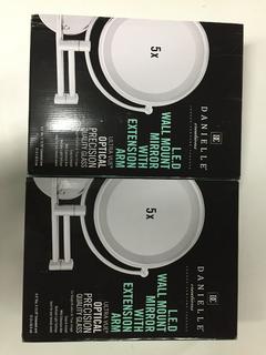 (2) Danielle Creations LED Wall Mount Mirror w/ Extension Arm, 5x Magnification & True Image.